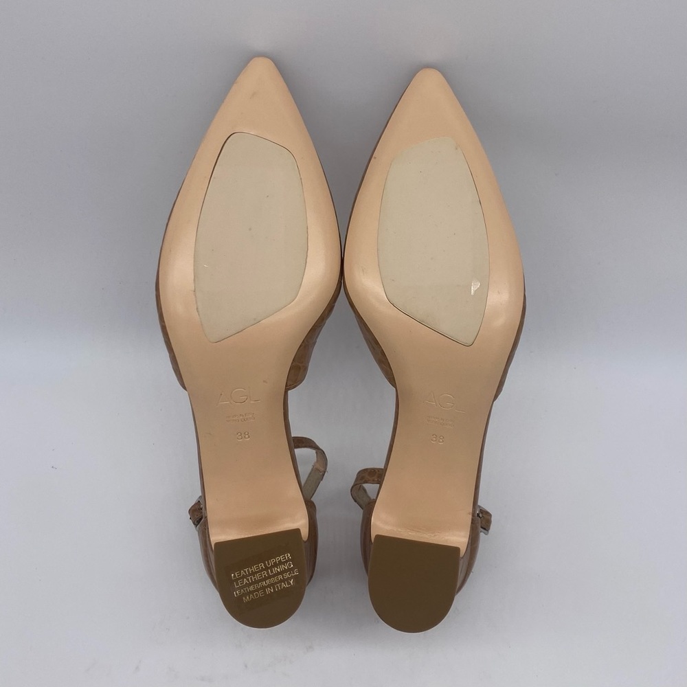 AGL D'orsay Ankle Strap Pump in Tan Croc - Picture 12 of 12